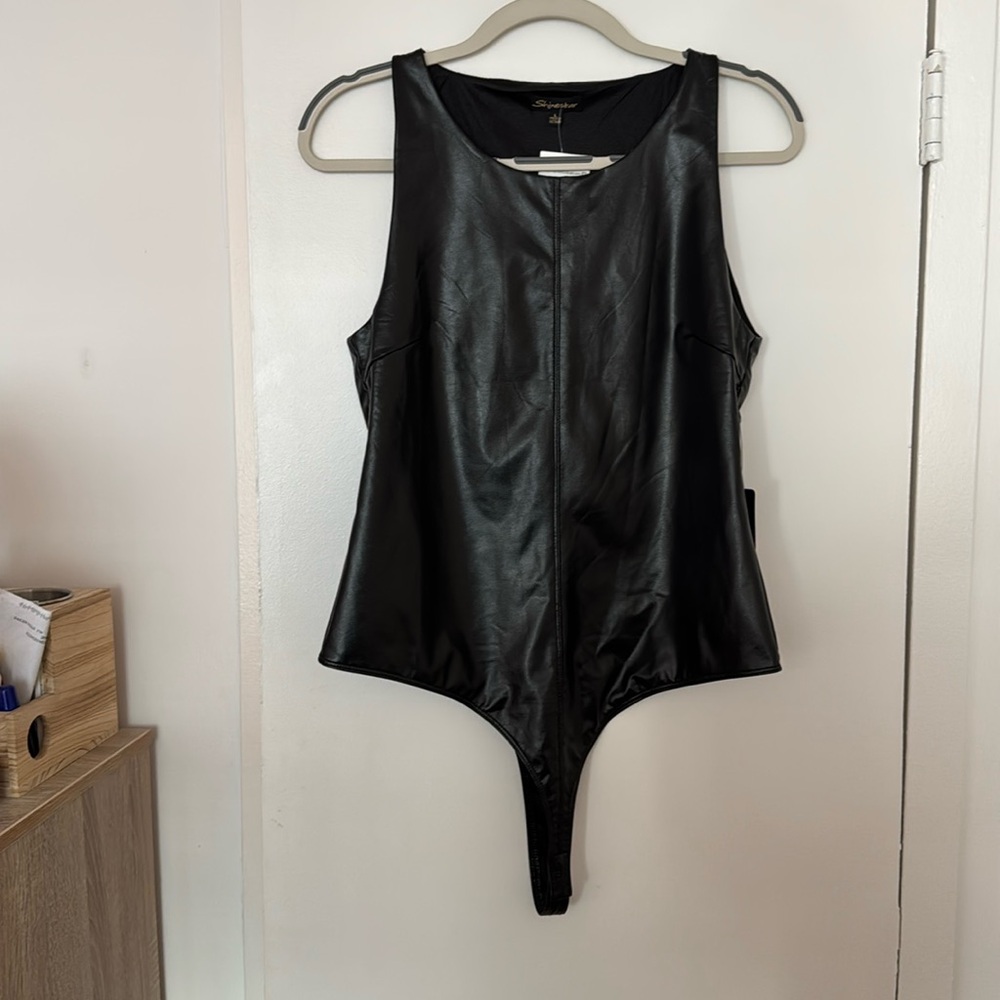 Faux Leather Body Suit